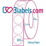 3labels гланцови бели етикети от премиум хартия за инкджет (inkjet) печат Ф25 мм, 2500 бр.