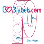 3labels гланцови бели етикети от премиум хартия за инкджет (inkjet) печат Ф30 мм, 1000 бр.