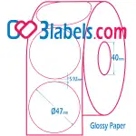 3labels гланцови бели етикети от премиум хартия за инкджет (inkjet) печат Ф47 мм, 600 бр.
