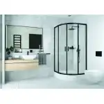 Semi-round shower cabin, black frame, 90x90x190 cm, wholesale Supreva