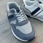 Мъжки спортни обувки 40-45, с текстил, сиво-бели