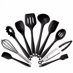 Set de 10 ustensile de gătit din silicon, Mrk Prestige, rezistente la căldura, negru, en-gros
