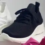 Női sportcipő, 36-41, textil, fekete-fehér, fűzős, kavicsos