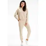 M319, Spodnie dresowe damskie w stylu basic, Beż L