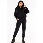 M319, Spodnie dresowe damskie w stylu basic, Czarny M
