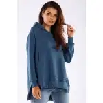 M280, Asymetryczna bluza dresowa z kapturem, Niebieski L/XL