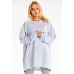 M335, Luźna, oversizowa bluza, Szary One size
