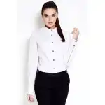 A052, Elegancka koszula z kołnierzykiem, Biały S