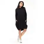 M154, Luźna sukienka dresowa o kroju bombki, Czarny S/M