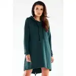 M270, Sukienka dresowa mini streetwear z kapturem, Zielony S/M