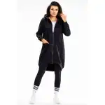 M334, Luźna bluza zapinana z naszytymi kieszonkami, Czarny L/XL