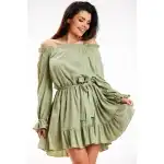 A578, Trapezowa sukienka hiszpanka mini, Zielony L/XL