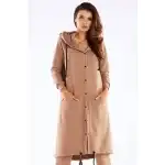 M278, Długa, rozpinana bluza dresowa parka  z kapturem, Szary S/M