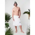 Set pălărie și kilt pentru bărbați Yeye gri pentru saună, ALB L/XL
