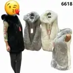 Дамски елек с косъм отвън S-2XL черен на едро 6618
