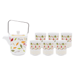 Ceainic și 6 cești Leaves din porțelan New Bone China