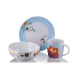 Set de cină din porțelan Bufnițe - 3 elemente