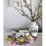 Retro Scandi - set cafea-dezert, 5 piese din sticlă și porțelan - bej