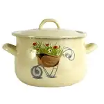 Domed enamel pot with lid, 7 liters, 24 cm diameter, with decoration, product code P21739/24, wholesale Supreva