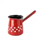 Kupolás zománcozott vízforraló farokkal 0,75 liter 7 cm átmérőjű piros pöttyös, termékkód P267RO1S/07, nagyker Supreva
