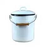 Zománcozott szaniter vödör fedővel 12 literes 24 cm átmérőjű fehér, termékkód P614A/24, Supreva nagykereskedés