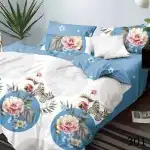 Комплект спално бельо 6 части 180х200см бяло-синьо с цветя и пеперуди Casa New Concept Супрева на едро 301