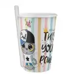 CUP 400ML WITH STRAW YUMMY, TITIZ AP-9124, wholesale