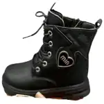 Ghete fetita, 31-36, blana, negru, accesoriu inimioara, "min", angro, A521