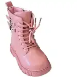 Ghete fetita, 25-30, blana, roz, accesoriu catarame, angro, B516