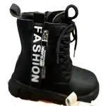 Боти за момиче, 25-30, косъм, черно-бели, аксесоар с цип, "Fashion", на едро, B517