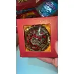Purse mirror, round, gold with red stones, 56 18582, Supreva