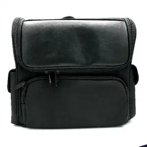 Black cosmetics bag, compartmentalized, textile, handle 17844, wholesale Supreva