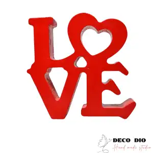 Decor ceramic rosu LOVE 11 cm X 11 cm, engros
