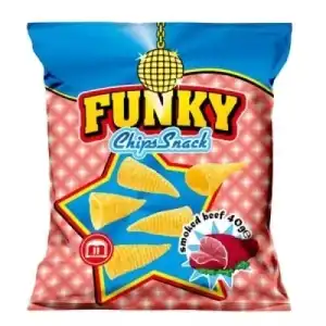 Funky Mega chips with smoked beef flavor, 40g, wholesale