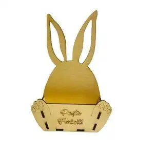 Flower Basket - Egg Bunny - Happy Easter - 20x18 - Cedar - C-ART, wholesale