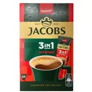 Разтворимо кафе Jacobs Intense 3 в 1, 11.1 г x 24 бр., на едро