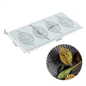 Silicone marzipan mold, tuile mold - 4-part leaf, T13151, wholesale