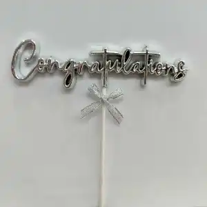 Congratulation cake topper silver, T090547, wholesale