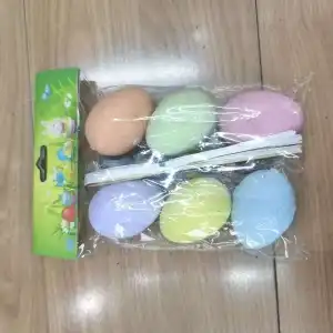 Easter Plastic Egg Set – 6 Pastel Eggs with Sticks, Packaged, Wholesale