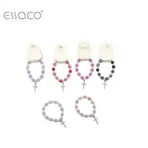 Beaded bracelet with cross and pebbles, wholesale
