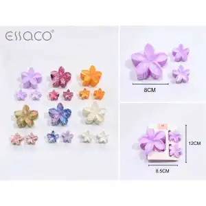 Cleste de par in forma de floare Plumeria multicolor, lungime 8 cm, en-gros