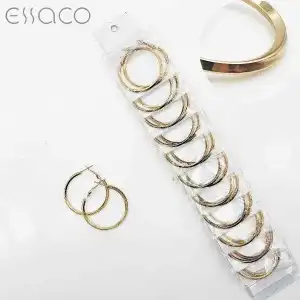 Round gold-tone link earrings, diameter 4 cm, wholesale