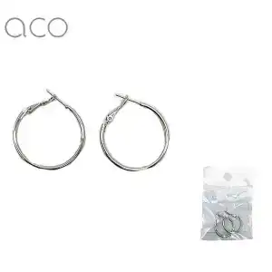 Round hoop earrings, silver tone, diameter 2 cm, wholesale