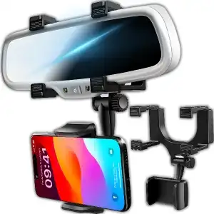 REARVIEW MIRROR PHONE HOLDER
