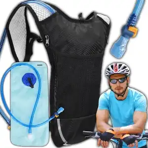 CYCLING BACKPACK WITH HYDRAULIC BOTTLE 2L LIGHTWEIGHT TREKKING BOTTLE BLACK