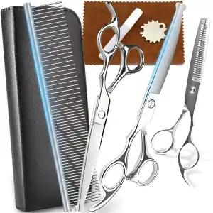 DOG GROWING SCISSORS COMB DOG SET SHARP CURVED CASE