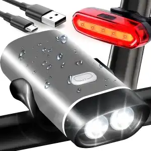 LAMPĂ DE BICICLETĂ FAȚĂ SPATE CU LED GHIDON PUTERNICĂ, USB, LUMINĂ, S093