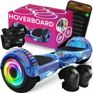 HOVERBOARD SKATEBOARD ELECTRIC 10' INCH CU LED-URI, DIFUZOARE BT, PROTECȚII 10 INCH - albastru E031-2