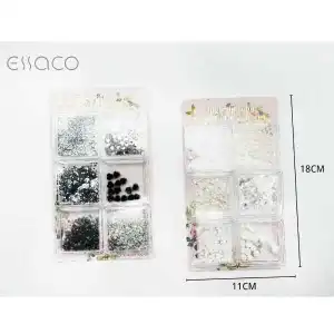 Decorațiuni pentru unghii în cutie cu șase compartimente, engros