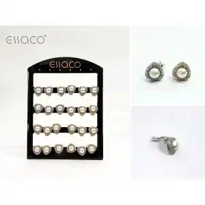 Triangular earrings with pearls and rhinestones, wholesale